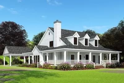 Country Home Plan With Wonderful Wrap-Around Porch - 2039 Sq Ft