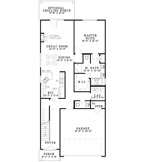 Plan 59210ND: Country House Plan with Master on Main and Optional Bonus - Floor Plan - Main Level - Country, Traditional