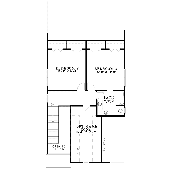 Plan 59210ND: Country House Plan with Master on Main and Optional Bonus - Floor Plan - 2nd Floor - Country, Traditional