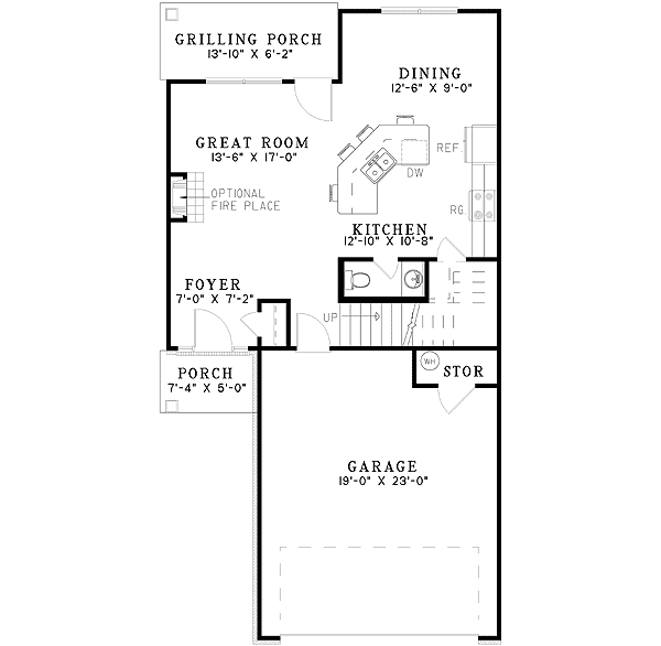 Plan 59211ND: Quaint Country Porch - Floor Plan - Main Level - Country