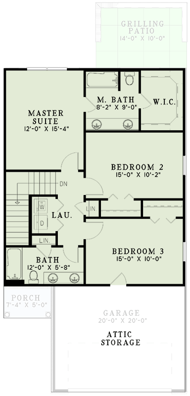 Plan 59213ND: Traditional Country House Plan with Upstairs Master & Outdoor Kitchen - Floor Plan - 2nd Floor - Country, Traditional