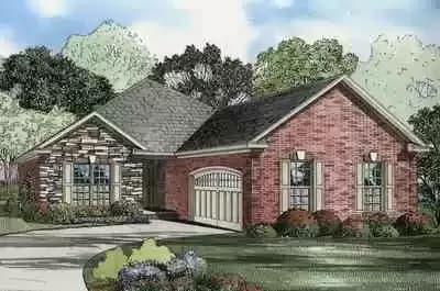 House Plan with Stone and Brick Exterior - 1703 Sq Ft