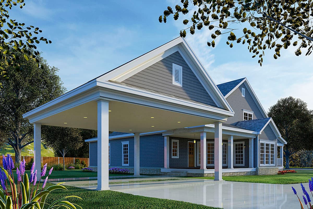 Plan 5923ND: Country Home Plan Offering Convenient Family Living and a Carport - Image #4 - Country, Southern, Traditional