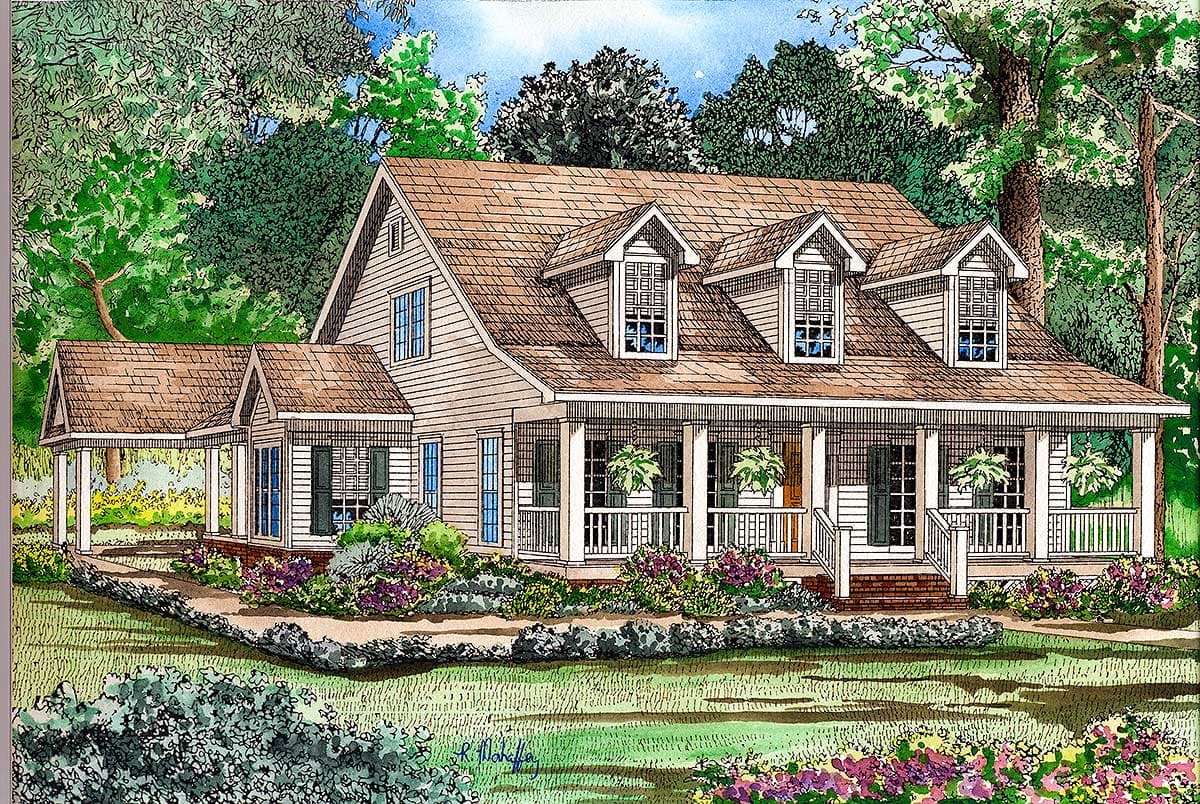 Plan 5923ND: Country Home Plan Offering Convenient Family Living and a Carport - Image #6 - Country, Southern, Traditional