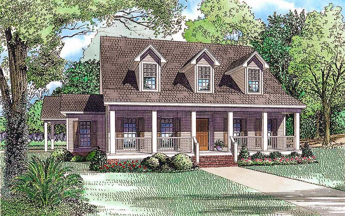 Plan 5923ND: Country Home Plan Offering Convenient Family Living and a Carport - Image #7 - Country, Southern, Traditional