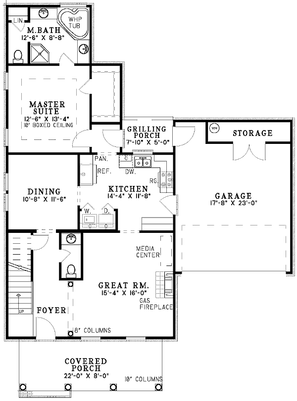Plan 59230ND: Quaint House Plan - Floor Plan - Main Level - Traditional