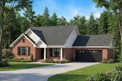 1250 Square Foot 3-Bed House Plan with 2-Car Garage