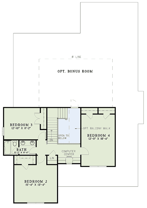 Plan 59240ND: Grand Southern Style - Floor Plan - 2nd Floor - Country, Southern, Traditional