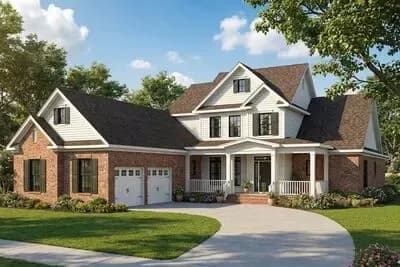 Grand Southern Traditional House Plan: 4 Beds, Master on Main, Flex Room