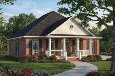 Charming Country Traditional House Plan with 3 Beds and Rear Garage