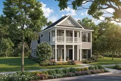 Narrow Lot Traditional House Plan