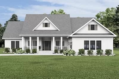 Split Bedroom Modern Farmhouse House Plan with Flex Room - 2354 Sq Ft