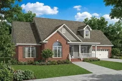 Functional One-Story House Plan with Large Bonus Room with Full Bath - 1957 Sq Ft