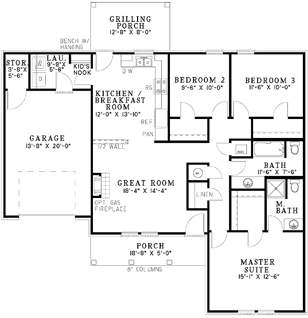Plan 59255ND: Sleek Hip Roof Design - Floor Plan - Main Level - Traditional