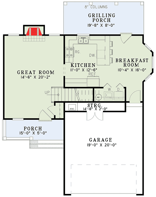 Plan 59269ND: 3-Bed House Plan with Cozy Front Porch - Floor Plan - Main Level - Country, Traditional