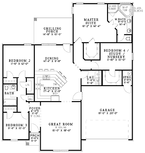 Plan 59270ND: Clever Layout - Floor Plan - Main Level - Traditional