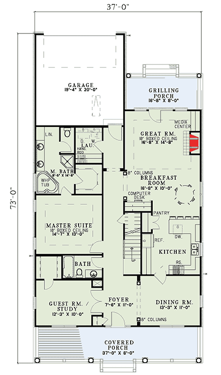 Plan 59271ND: True Southern Style - Floor Plan - Main Level - Southern, Traditional