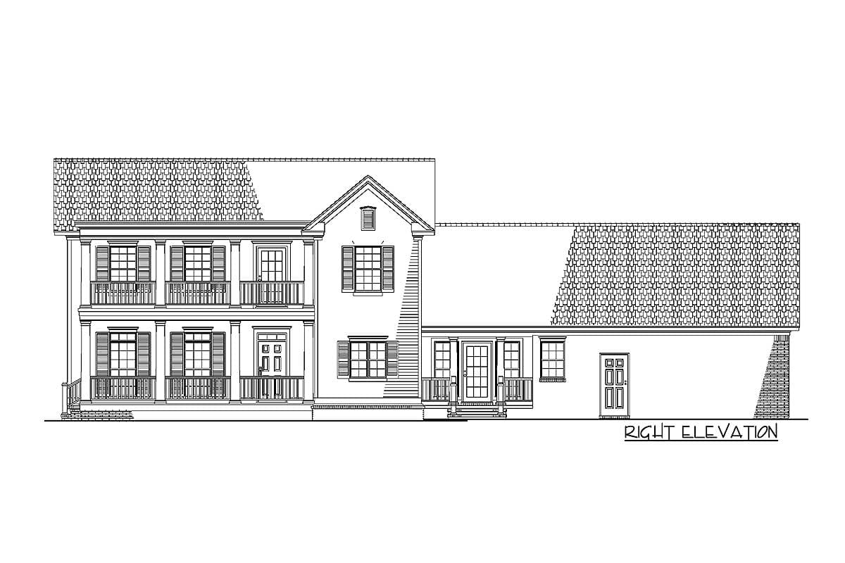 Plan 59273ND: Southern Charleston Style House Plan with Stacked Porches - Image #7 - New Orleans, Southern, Traditional