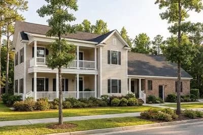 Southern Charleston Style House Plan with Stacked Porches