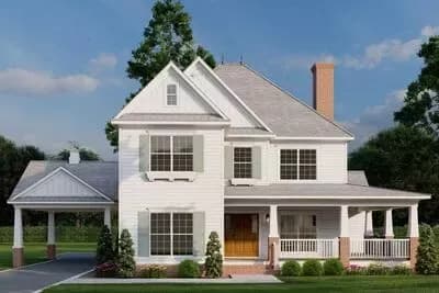 Timeless House Design with Two Flex Rooms and a Porte-Cochere - 2516 Sq Ft