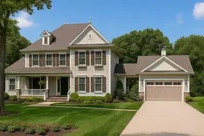 Home Plan with Front Porch and a Porte Cochere