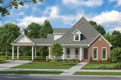 Home Plan with a Spacious Kitchen and a Porte Cochere