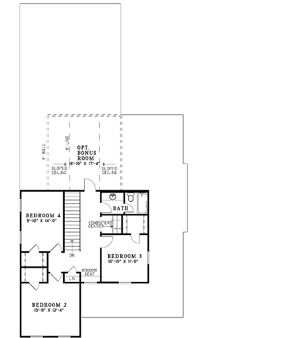 Plan 59292ND: Traditional House Plan with Practical Porte Cochere - Floor Plan - 2nd Floor - Country, Craftsman