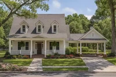 Country Home Plan with Timeless Porte Cochere
