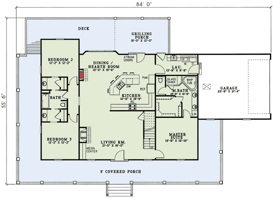 Plan 59298ND: Low-Country Home Plan - Floor Plan - Main Level - Country, Low Country, Southern