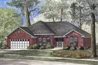 House Plan with Brick Exterior, Palladian Windows and 2-Car Garage - 1763 Sq Ft