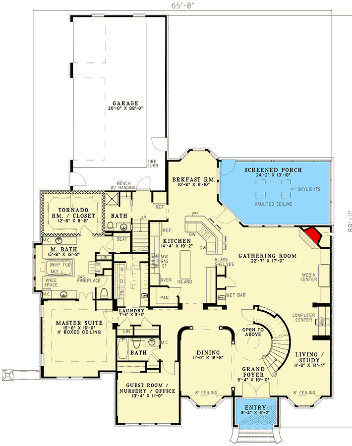 Plan 59301ND: Beautiful Arched Entry - Floor Plan - Main Level - Traditional