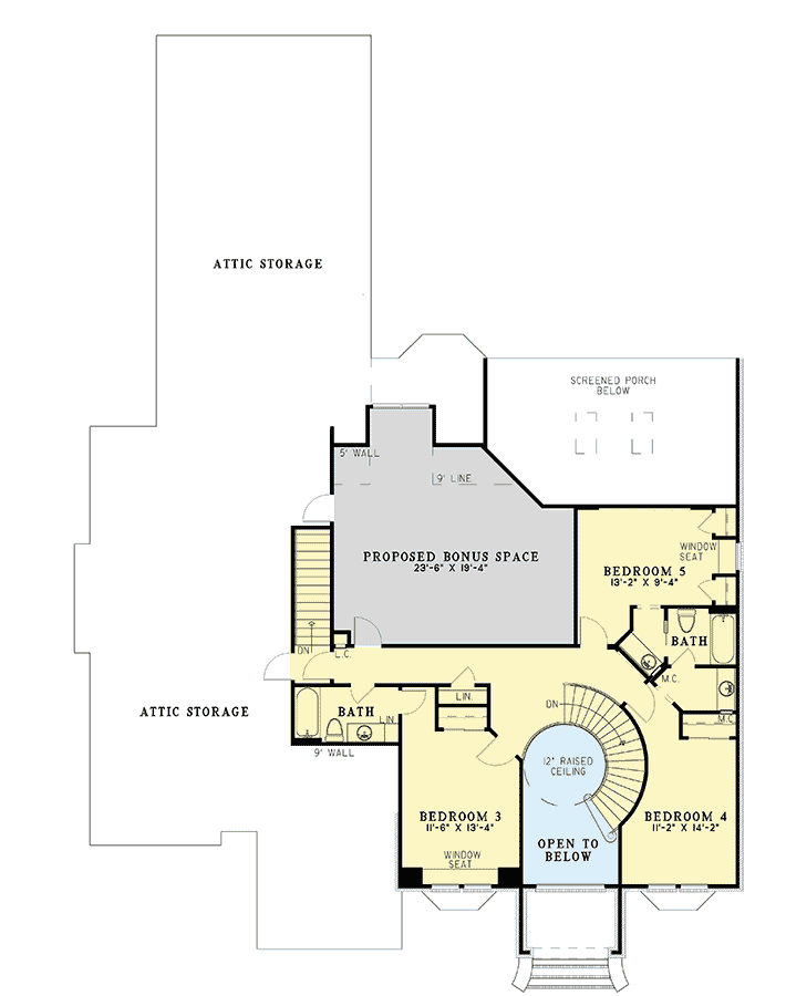 Plan 59301ND: Beautiful Arched Entry - Floor Plan - 2nd Floor - Traditional