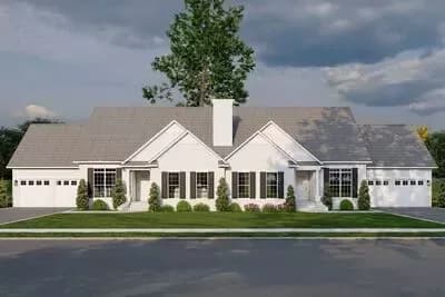 3-Bedroom Duplex House Plan with Formal Dining Room - 1721 Sq Ft Per Unit