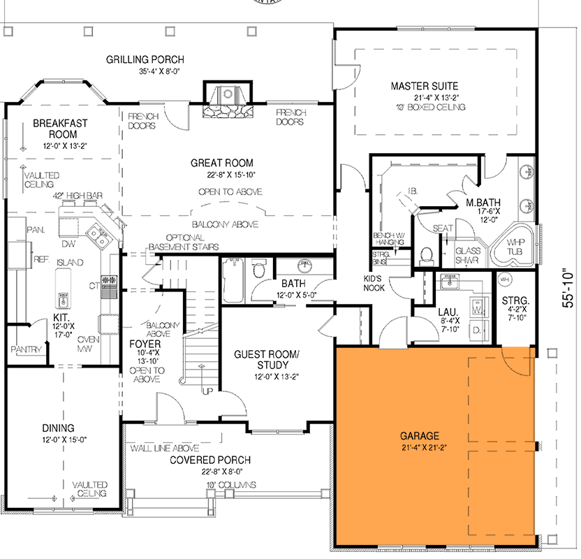 Plan 59347ND: 2 Story Craftsman Home Plan with Two Story Great Room and Bonus Room - 2755 Sq Ft - Floor Plan - 2-Car Side Garage Option (+$250) - Craftsman, Northwest, Shingle