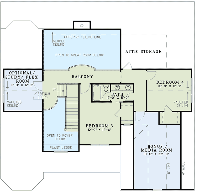 Plan 59353ND: Family Tradition - Floor Plan - 2nd Floor - Craftsman, Traditional