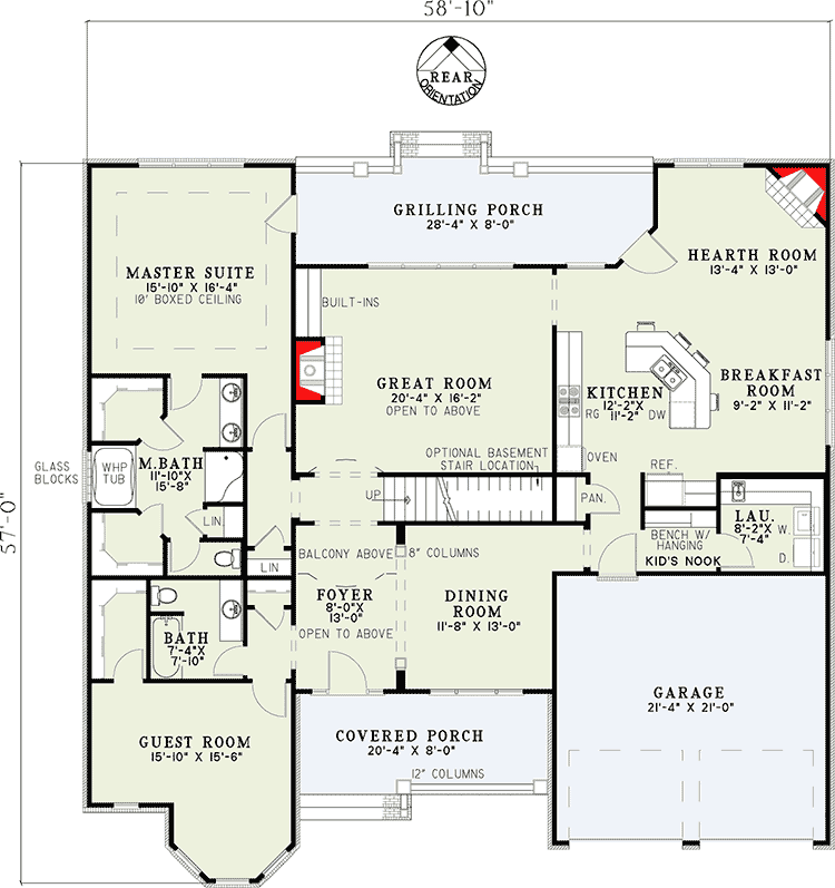 Plan 59354ND: Beauty Inside and Out - Floor Plan - Main Level - Traditional