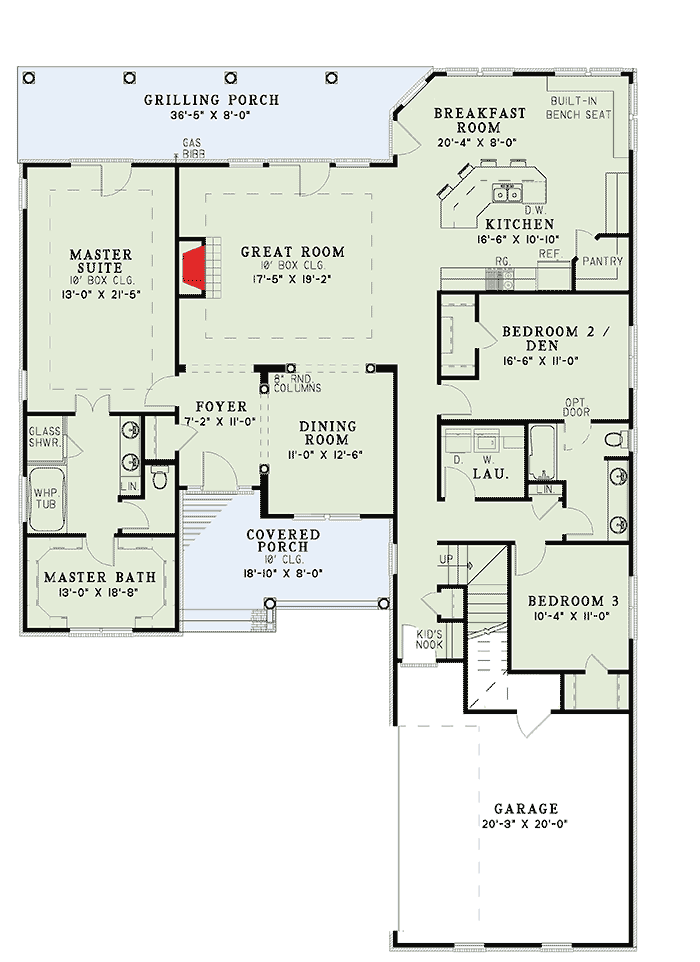 Plan 5936ND: Split-Bedroom Country Home Plan - Floor Plan - Main Level - Country, Traditional