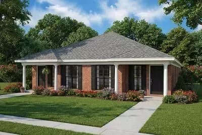 Lovely 3-Bed Duplex House Plan with Matching Units Under 1200 Square Feet