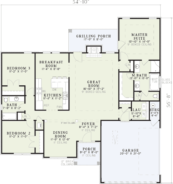 Plan 59374ND: Arched Windows and Covered Entry - Floor Plan - Main Level - Traditional