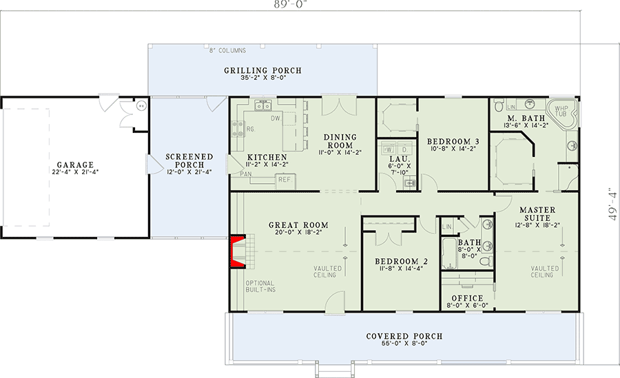 Plan 59376ND: Sprawling Country House Plan - 1800 Sq Ft - Floor Plan - Main Level - Country, Ranch