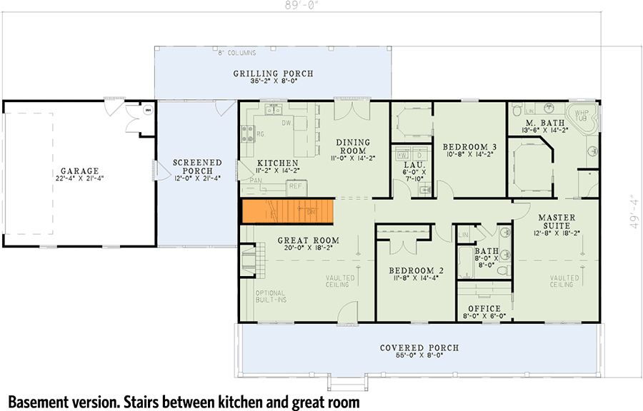 Plan 59376ND: Sprawling Country House Plan - 1800 Sq Ft - Floor Plan - Optional - Country, Ranch