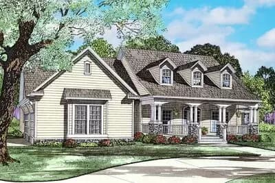 Country Home Plan with Two Bonus Rooms Upstairs - 2373 Sq Ft