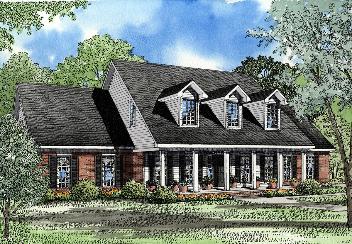 Plan 59394ND: Country House Plan with 3 Dormers Above 8-Foot-Deep Front Porch - 2789 Sq Ft - Image #25 - Country, Southern, Traditional