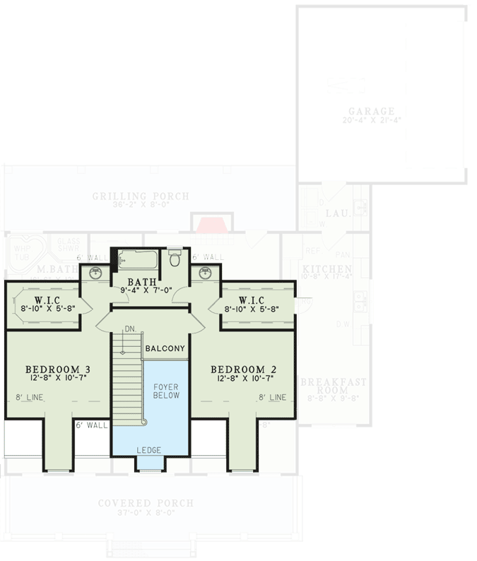 Plan 59408ND: Country House Plan with True Southern Charm - 2025 Sq Ft - Floor Plan - 2nd Floor - Country, Farmhouse, Southern, Traditional