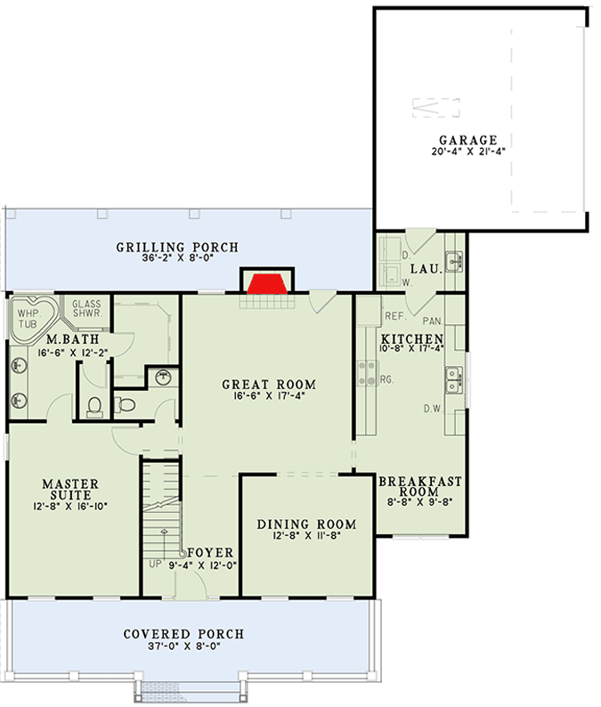 Plan 59408ND: Country House Plan with True Southern Charm - 2025 Sq Ft - Floor Plan - Main Level - Country, Farmhouse, Southern, Traditional