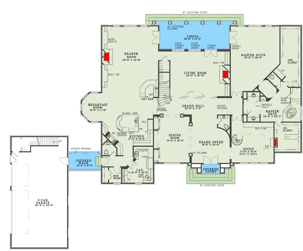 Plan 59421ND: Exquisite European House Plan with Luxury Amenities - Floor Plan - Main Level - European
