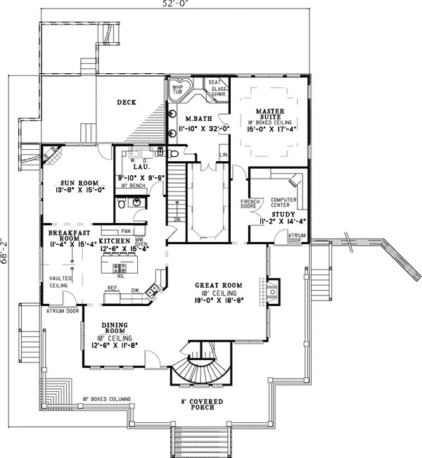Plan 59422ND: Low Country Split Bedroom Plan - Floor Plan - Main Level - Country