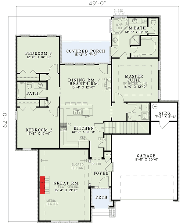 Plan 59446ND: Welcoming Front Porch - Floor Plan - Main Level - Traditional