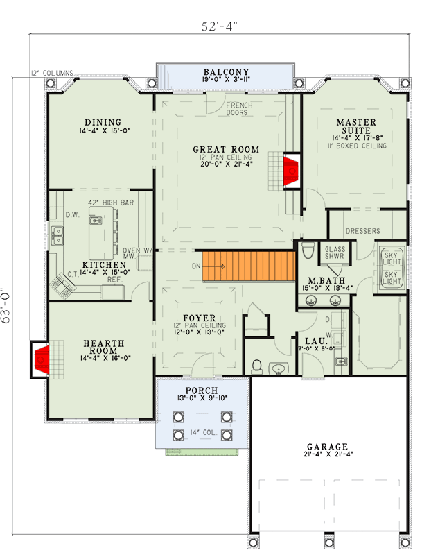 Plan 59450ND: European Traditional House Plan with Daylight Basement and Media Room - Floor Plan - Main Level - European, Traditional