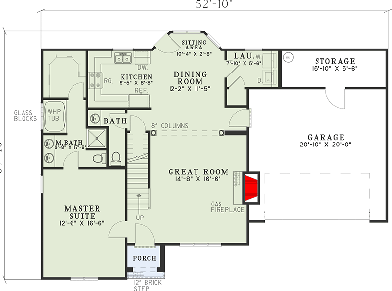 Plan 59457ND: 3 Bed House Plan with Main Floor Master and Jack and Jill Bath Upstairs - 1697 Sq Ft - Floor Plan - Main Level - Traditional
